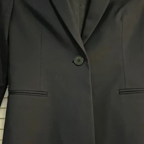 Theory Classic Navy Women's Blazer, size 0, cotton blend, single button, pockets - Picture 3 of 7